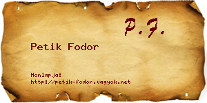 Petik Fodor névjegykártya